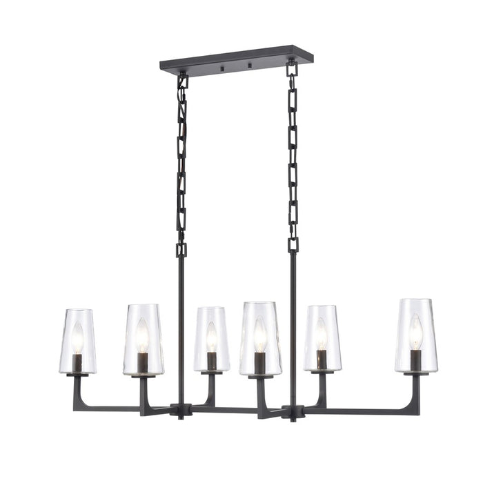Atlas Lighting Fitzroy 36'' Wide 6Lt Linear Chandelier, Black/Clear