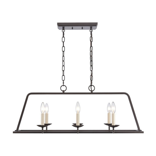 Atlas Lighting Joanie 34'' Wide 6Lt Linear Chandelier, Old Bronze