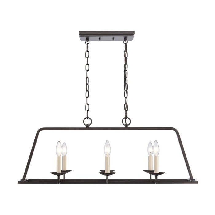 Atlas Lighting Joanie 34'' Wide 6Lt Linear Chandelier, Old Bronze