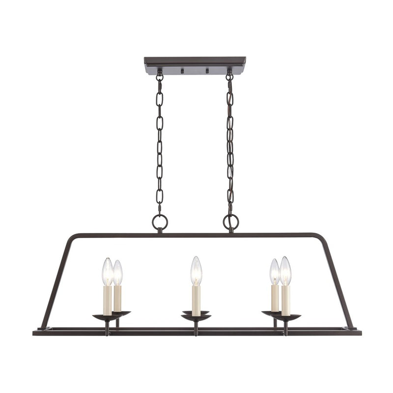 Atlas Lighting Joanie 34in 6-Light Linear Chandelier | Transitional Old Bronze Metal | Kitchen Island & Dining Room | Model CL11018-BZ