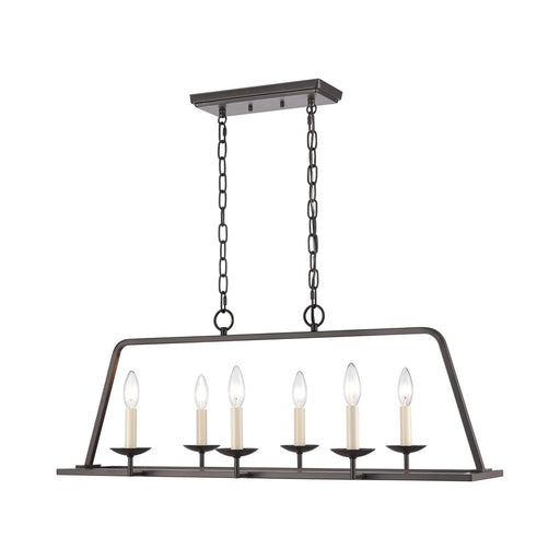 Atlas Lighting Joanie 34'' Wide 6Lt Linear Chandelier, Old Bronze