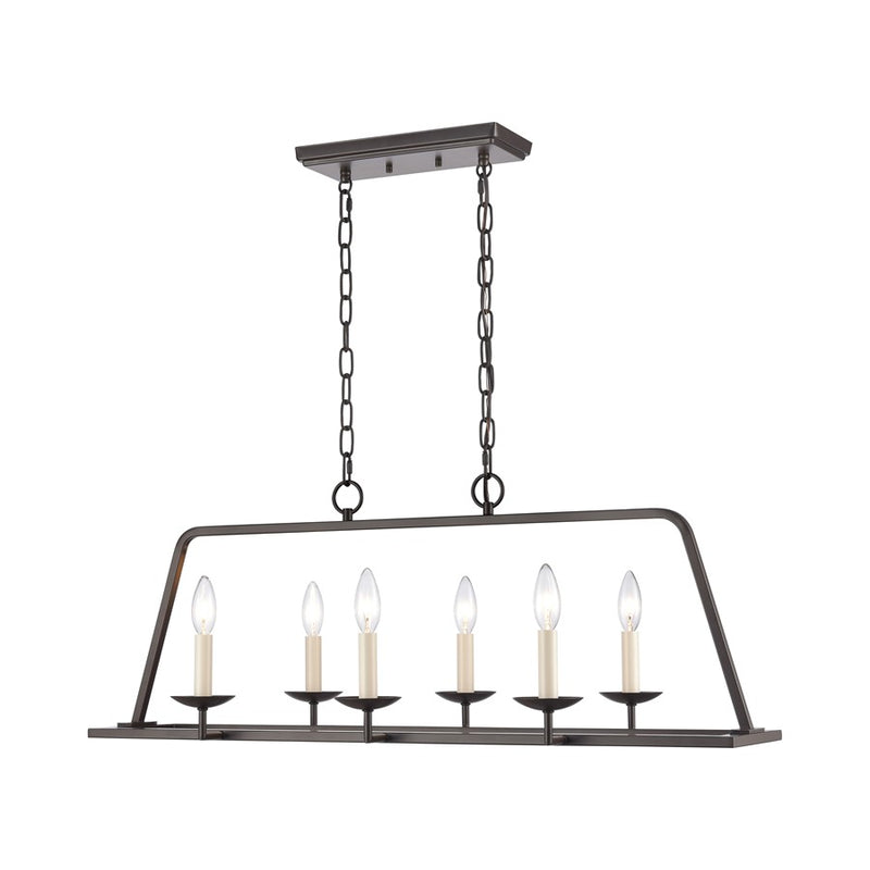 Atlas Lighting Joanie 34in 6-Light Linear Chandelier | Transitional Old Bronze Metal | Kitchen Island & Dining Room | Model CL11018-BZ