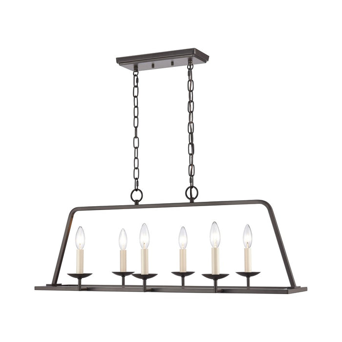 Atlas Lighting Joanie 34'' Wide 6Lt Linear Chandelier, Old Bronze