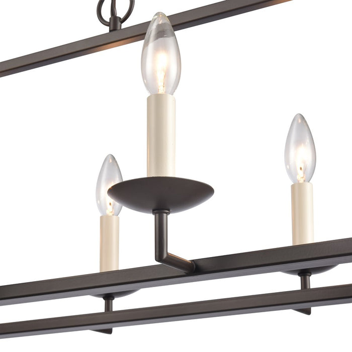 Atlas Lighting Joanie 34'' Wide 6Lt Linear Chandelier, Old Bronze