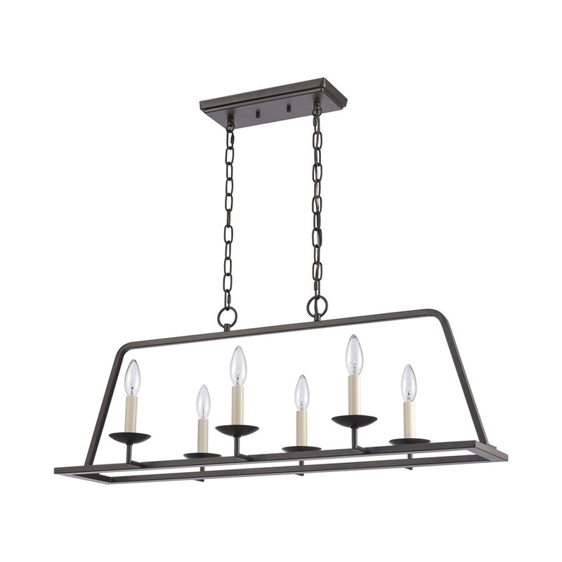 Atlas Lighting Joanie 34in 6-Light Linear Chandelier | Transitional Old Bronze Metal | Kitchen Island & Dining Room | Model CL11018-BZ
