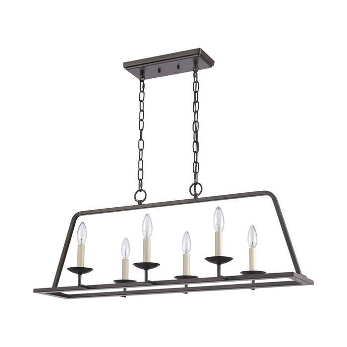 Atlas Lighting Joanie 34'' Wide 6Lt Linear Chandelier, Old Bronze