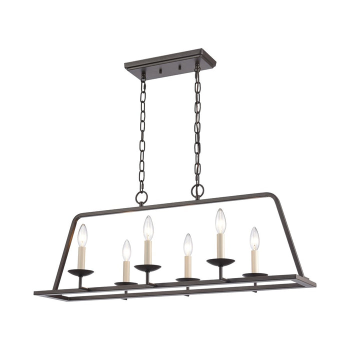 Atlas Lighting Joanie 34'' Wide 6Lt Linear Chandelier, Old Bronze