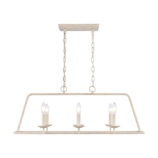 Atlas Lighting Joanie 34''W 6Lt Linear Chandelier, Antique White