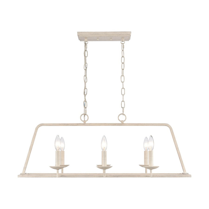 Atlas Lighting Joanie 34''W 6Lt Linear Chandelier, Antique White