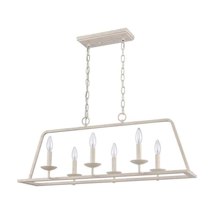 Atlas Lighting Joanie 34''W 6Lt Linear Chandelier, Antique White