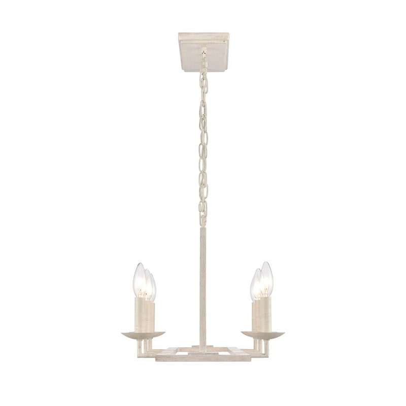 Atlas Lighting Joanie 34in 6-Light Linear Chandelier | Transitional Antique White Metal | Kitchen Island & Dining Room | Model CL11018-WH