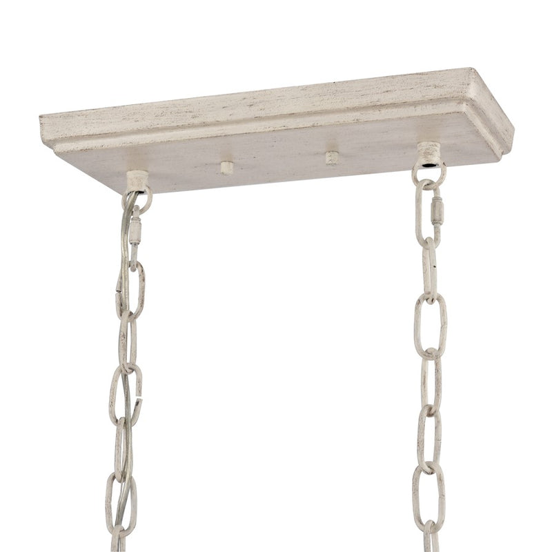 Atlas Lighting Joanie 34in 6-Light Linear Chandelier | Transitional Antique White Metal | Kitchen Island & Dining Room | Model CL11018-WH