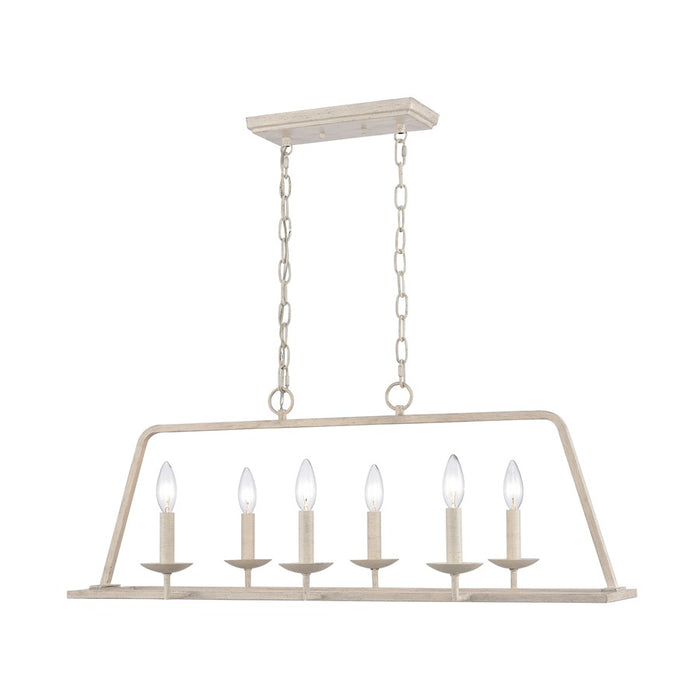Atlas Lighting Joanie 34''W 6Lt Linear Chandelier, Antique White