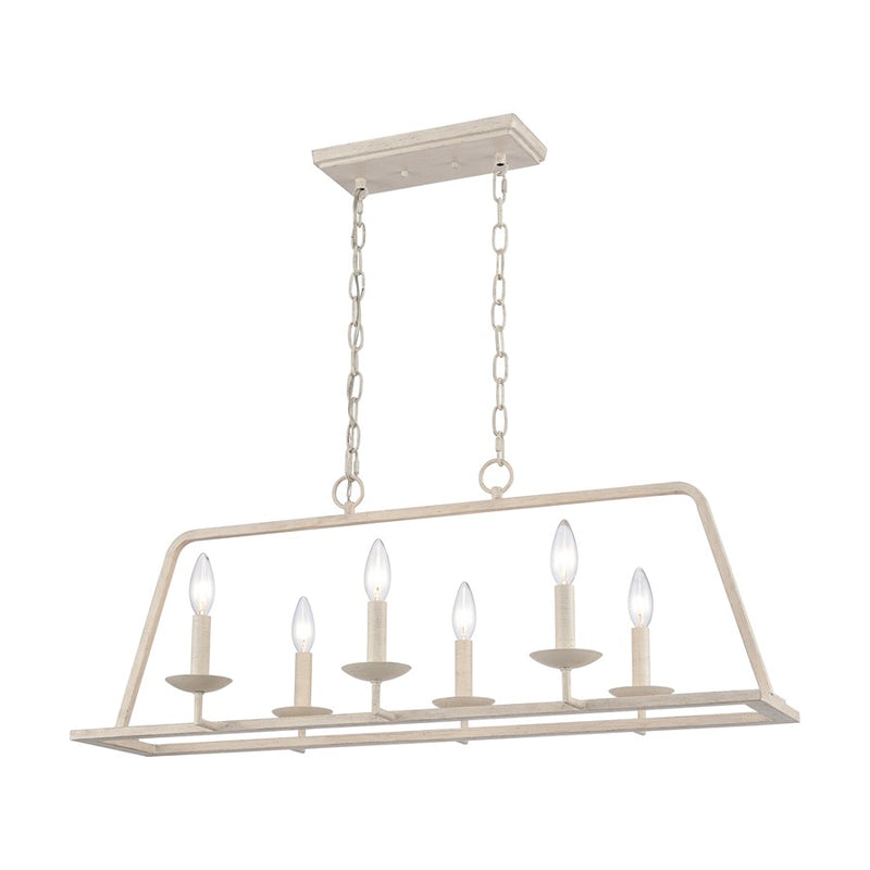 Atlas Lighting Joanie 34''W 6Lt Linear Chandelier, Antique White