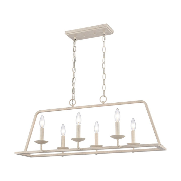 Atlas Lighting Joanie 34''W 6Lt Linear Chandelier, Antique White