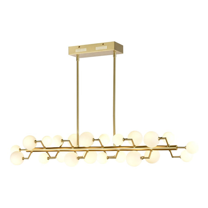 Atlas Lighting Keir 43.31''W 22Lt Linear Chandelier, Brass/White
