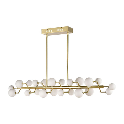 Atlas Lighting Keir 43.31''W 22Lt Linear Chandelier, Brass/White