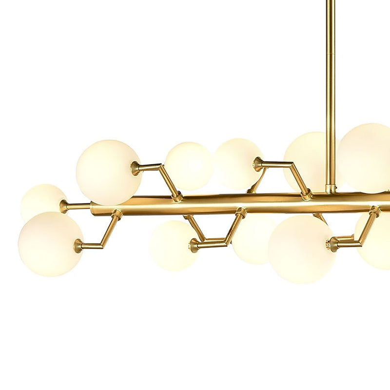 Atlas Lighting Keir 43.31''W 22Lt Linear Chandelier, Brass/White