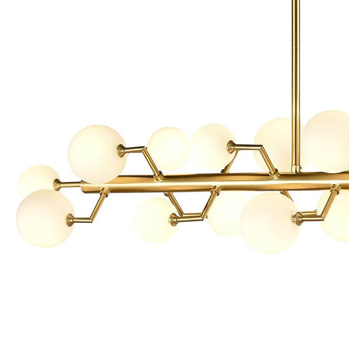 Atlas Lighting Keir 43.31''W 22Lt Linear Chandelier, Brass/White