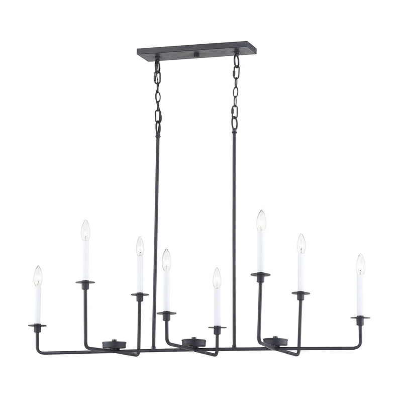 Atlas Lighting Lexington Green 48in 8-Light Linear Chandelier | Traditional Matte Black Metal | Kitchen Island & Dining Room | Model CL11021-BK