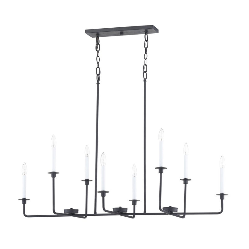 Atlas Lighting Lexington Green 48in 8-Light Linear Chandelier | Traditional Matte Black Metal | Kitchen Island & Dining Room | Model CL11021-BK