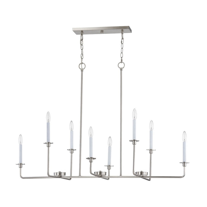 Atlas Lighting Lexington Green 48in 8-Light Linear Chandelier | Traditional Brushed Nickel Metal | Kitchen Island & Dining Room | Model CL11021-NK