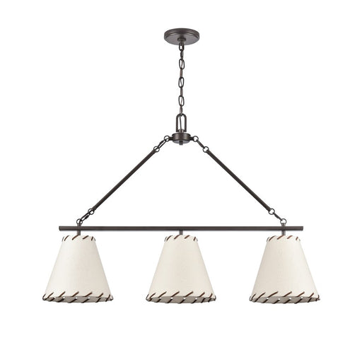 Atlas Lighting Marion 36''W 3Lt Linear Chandelier, Bronze/Natural