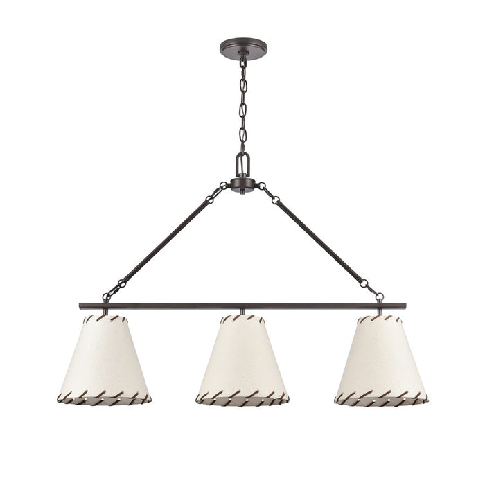 Atlas Lighting Marion 36''W 3Lt Linear Chandelier, Bronze/Natural