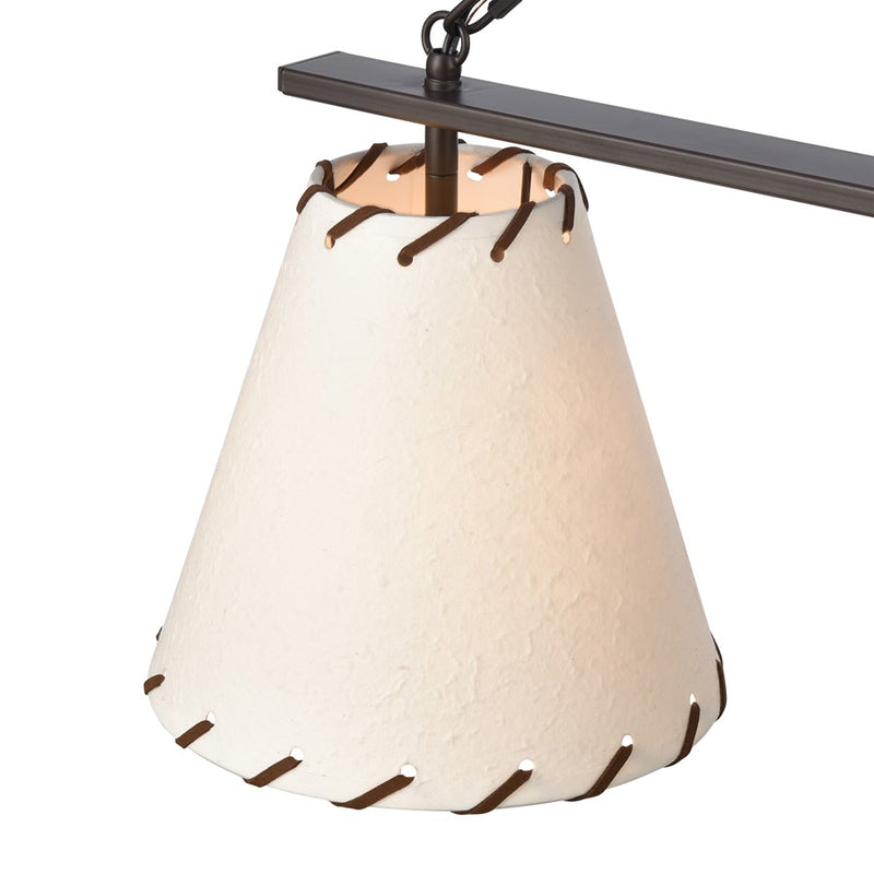 Atlas Lighting Marion 36in 3-Light Linear Chandelier | Oil Rubbed Bronze and Natural Parchment | Kitchen Island & Dining Room | Model CL11022-BZ