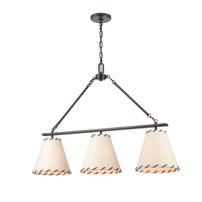 Atlas Lighting Marion 36''W 3Lt Linear Chandelier, Bronze/Natural