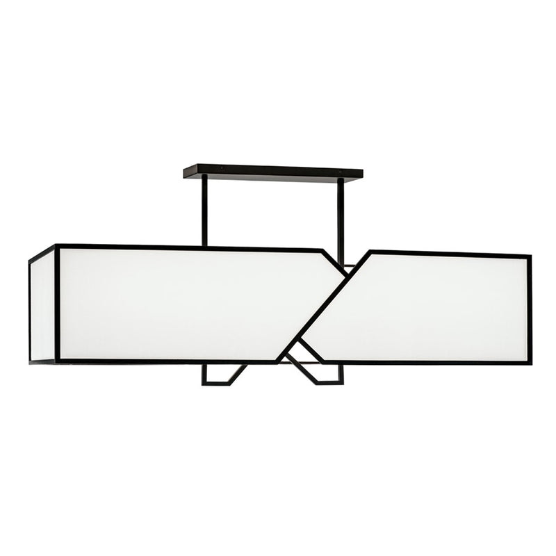 Atlas Lighting Moiselle 48in 6-Light Linear Chandelier | Matte Black and White Glass | Kitchen Island & Dining Room | Model CL11025-BK