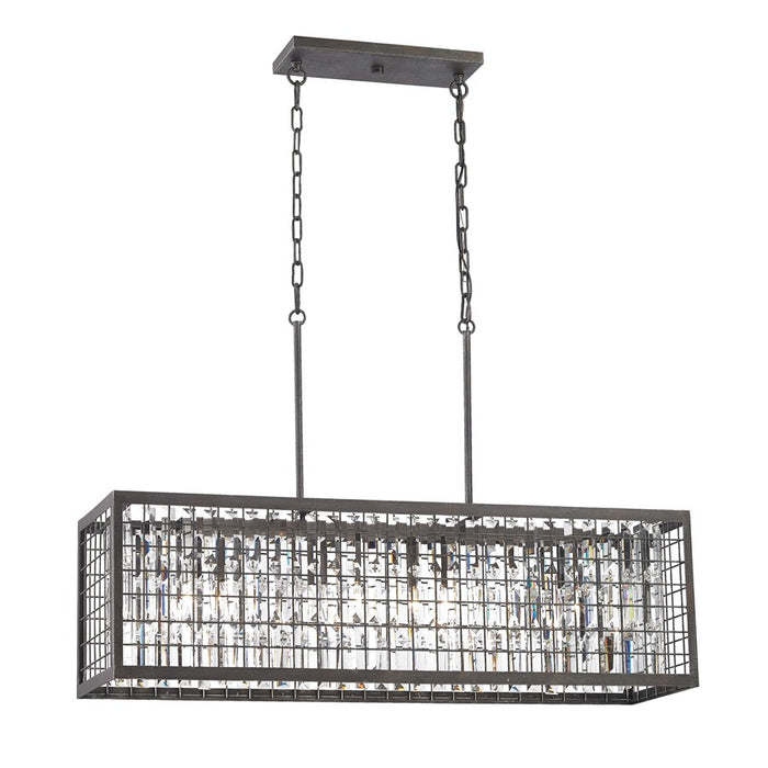Atlas Lighting Nadina 37'' Wide 4Lt Linear Chandelier, Iron/Clear