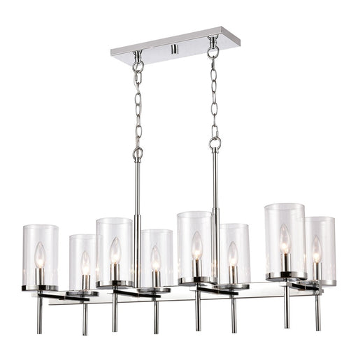 Atlas Lighting Oakland 32.5''W 8Lt Linear Chandelier, Chrome/Clear