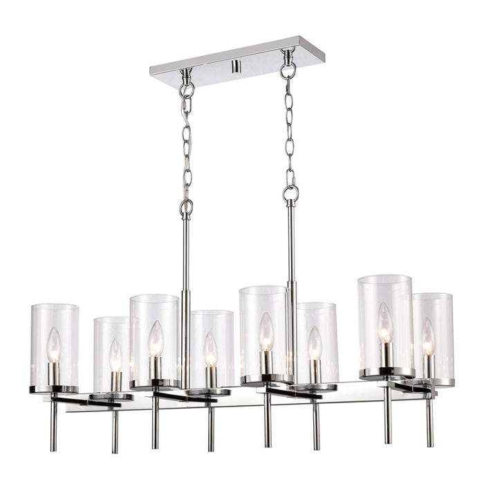 Atlas Lighting Oakland 32.5''W 8Lt Linear Chandelier, Chrome/Clear