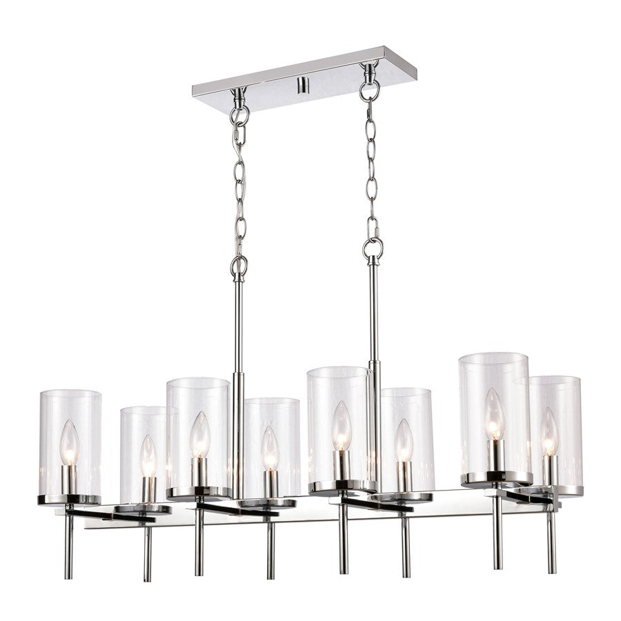 Atlas Lighting Oakland 32.5''W 8Lt Linear Chandelier, Chrome/Clear