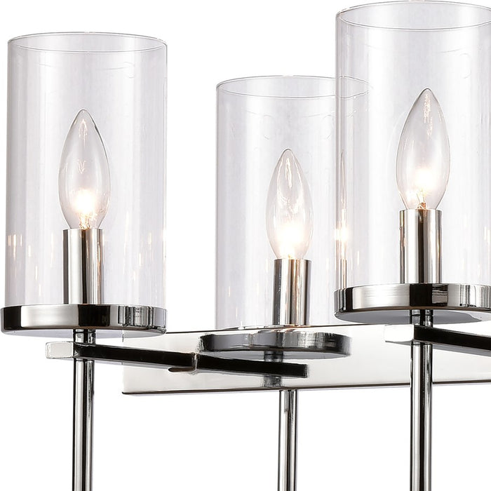 Atlas Lighting Oakland 32.5''W 8Lt Linear Chandelier, Chrome/Clear