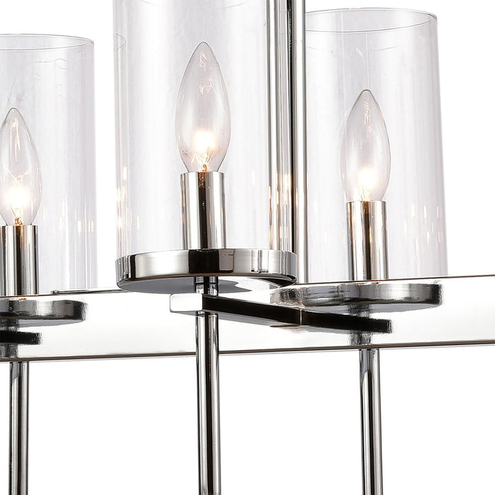 Atlas Lighting Oakland 32.5''W 8Lt Linear Chandelier, Chrome/Clear