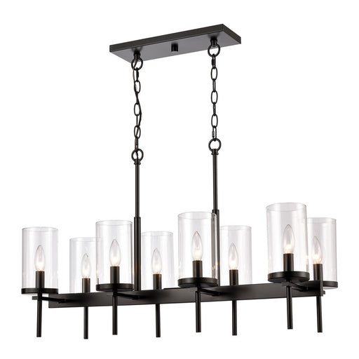 Atlas Lighting Oakland 32.5''W 8Lt Linear Chandelier, Black/Clear