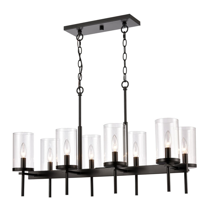 Atlas Lighting Oakland 32.5''W 8Lt Linear Chandelier, Black/Clear