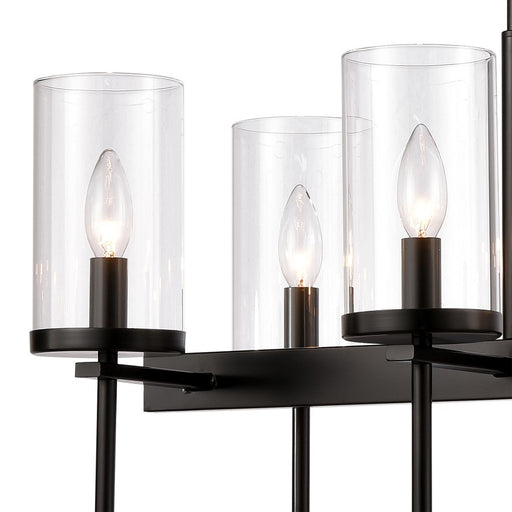 Atlas Lighting Oakland 32.5''W 8Lt Linear Chandelier, Black/Clear