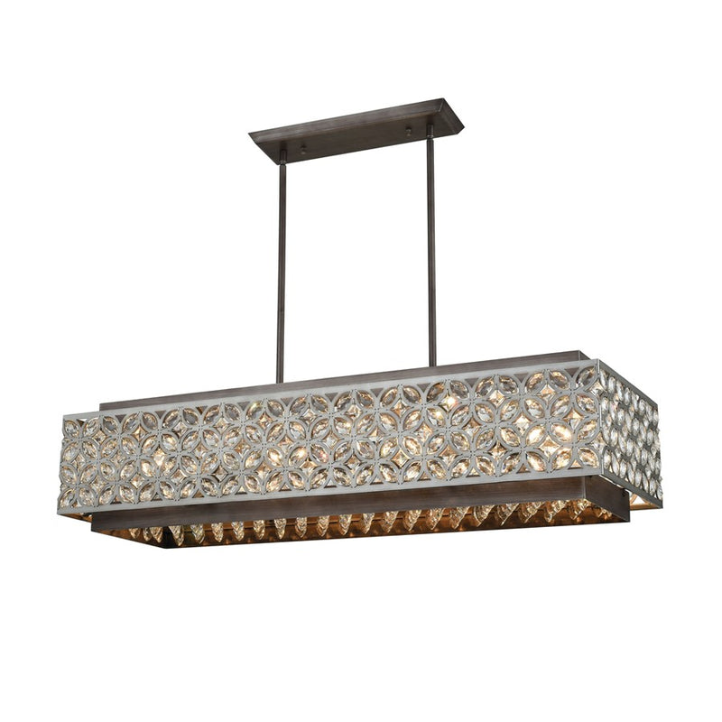 Atlas Lighting Rosslyn 40in 8-Light Chandelier | Traditional Weathered Zinc and Silver Crystal | Dining Room & Living Room | Model CL11031-SV