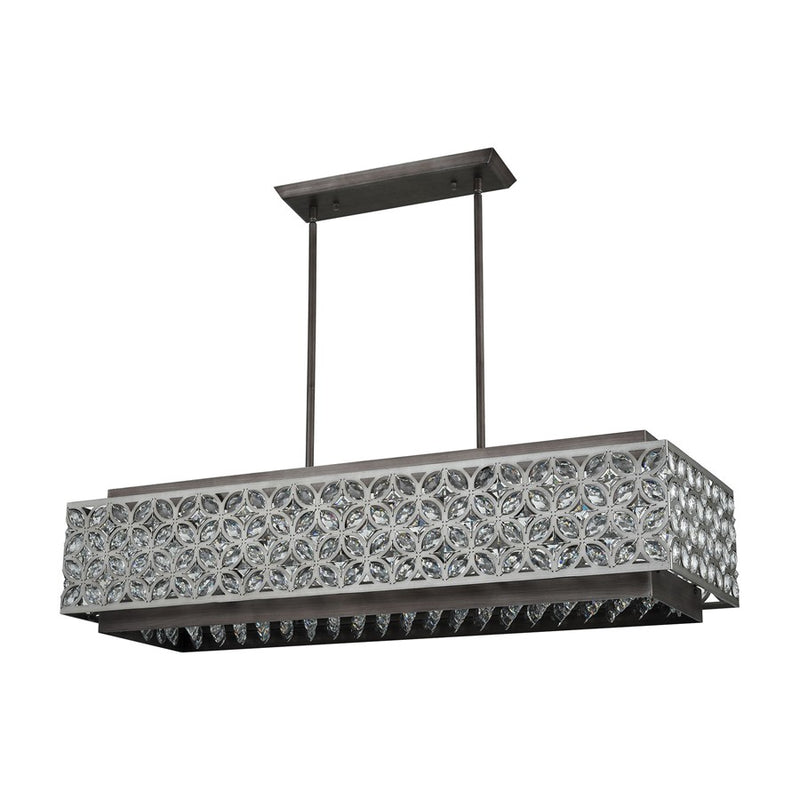 Atlas Lighting Rosslyn 40in 8-Light Chandelier | Traditional Weathered Zinc and Silver Crystal | Dining Room & Living Room | Model CL11031-SV