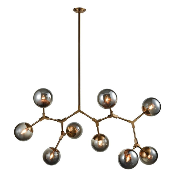 Atlas Lighting Synapse 60'' Wide 9Lt Linear Chandelier, Brass/Gray