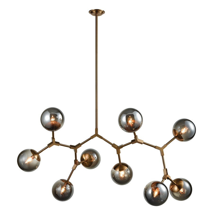 Atlas Lighting Synapse 60'' Wide 9Lt Linear Chandelier, Brass/Gray