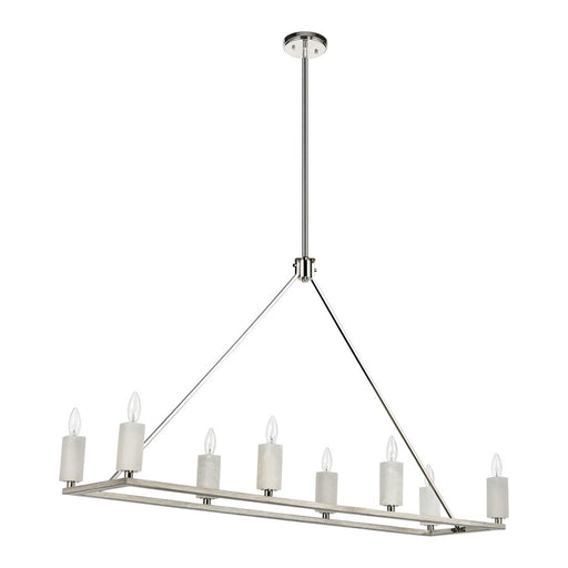 Atlas Lighting White Stone 48'' Wide 8Lt Linear Chandelier, Nickel