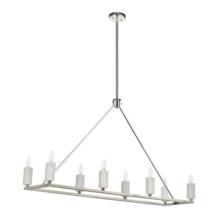 Atlas Lighting White Stone 48'' Wide 8Lt Linear Chandelier, Nickel