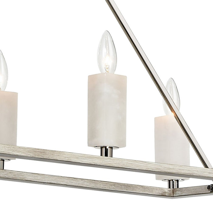 Atlas Lighting White Stone 48'' Wide 8Lt Linear Chandelier, Nickel