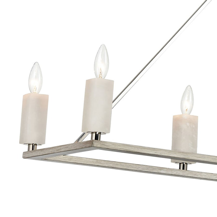 Atlas Lighting White Stone 48'' Wide 8Lt Linear Chandelier, Nickel