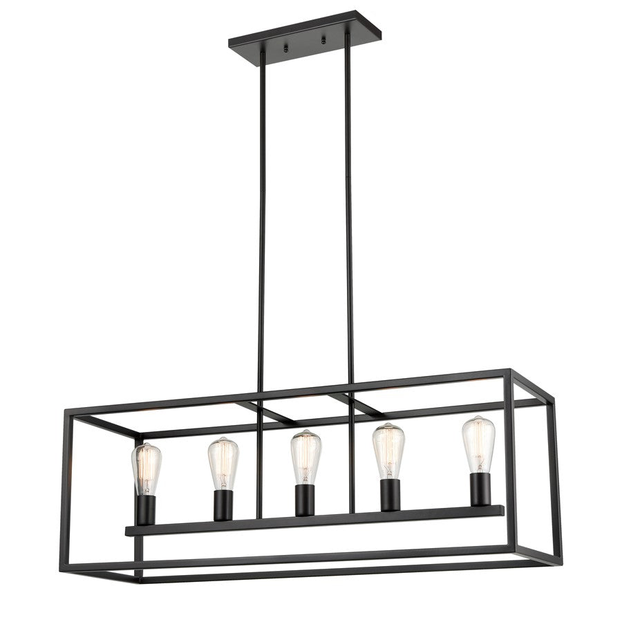 Atlas Lighting Williamsport 37'' Wide 5Lt Linear Chandelier, Bronze