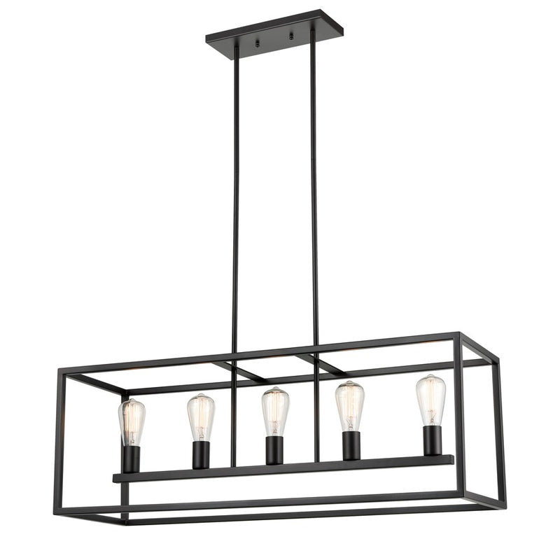 Atlas Lighting Williamsport 37in 5-Light Linear Chandelier | Transitional Oil Rubbed Bronze | Kitchen Island & Dining Room | Model CL11039-BZ